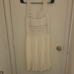 Jessica Simpson Cream Crochet Midi Dress